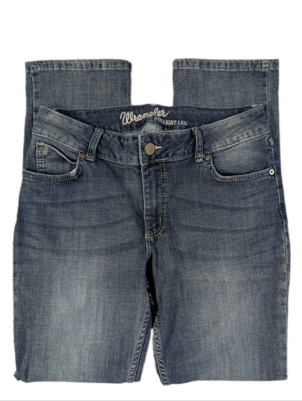 Wrangler Straight Leg Jeans Womens 11x32 Blue Denim Mid Rise Stretch Cotton